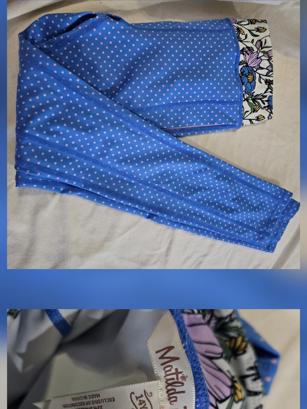 Matilda Jane Blue Dot Leggings with Floral Waistband